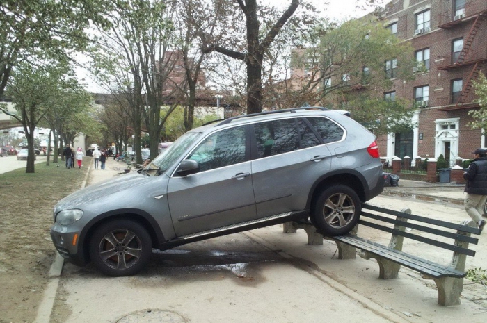 parking on the sidewalk is allowed