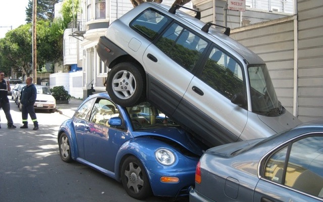 improper parking on the sidewalk