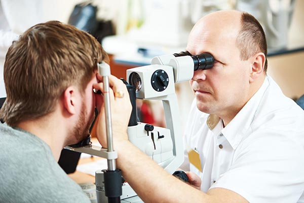 eye examination in a man