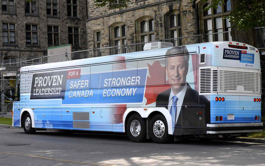 candidate advertising on the bus