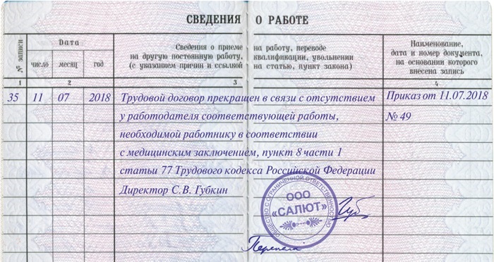 severance pay for medical reasons
