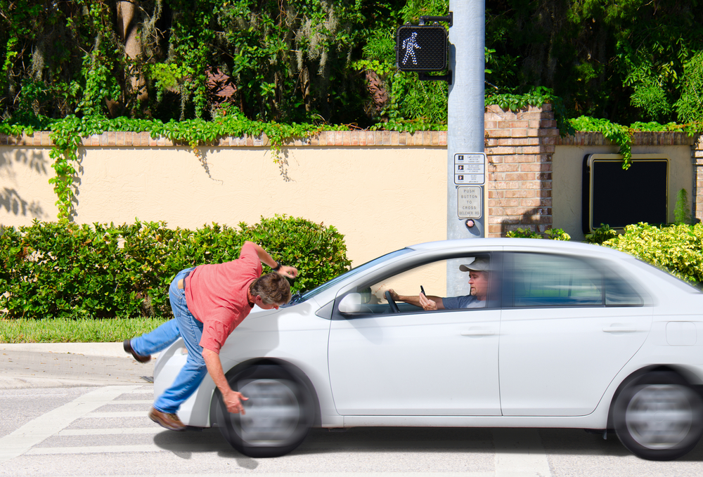 pedestrian and driver