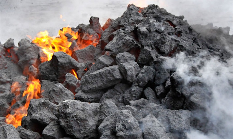 Coal burns