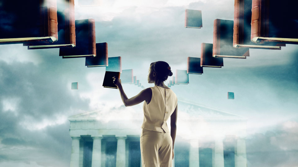 woman and books