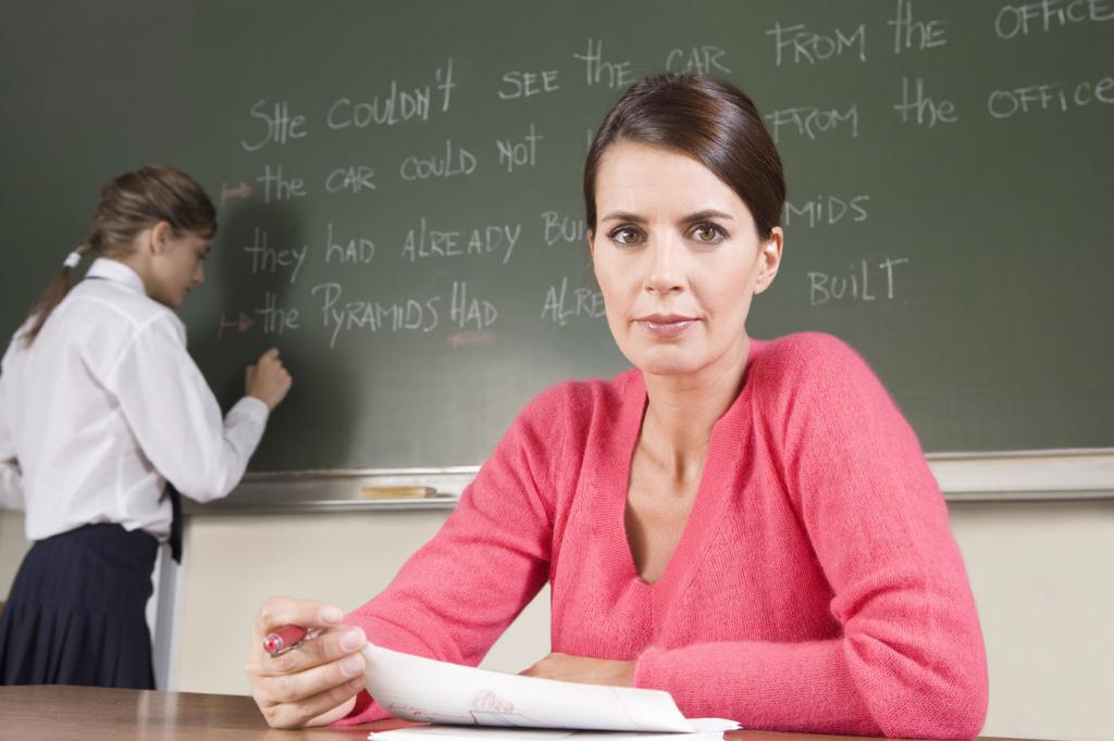Teacher at the table