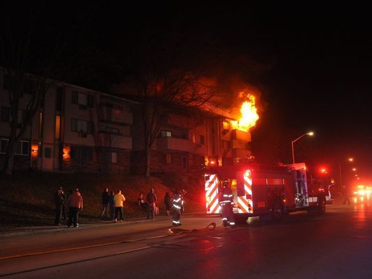 Fire department puts out a fire