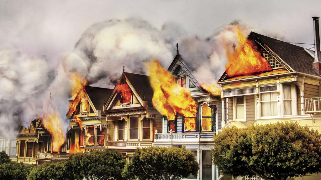 Burning 5 houses
