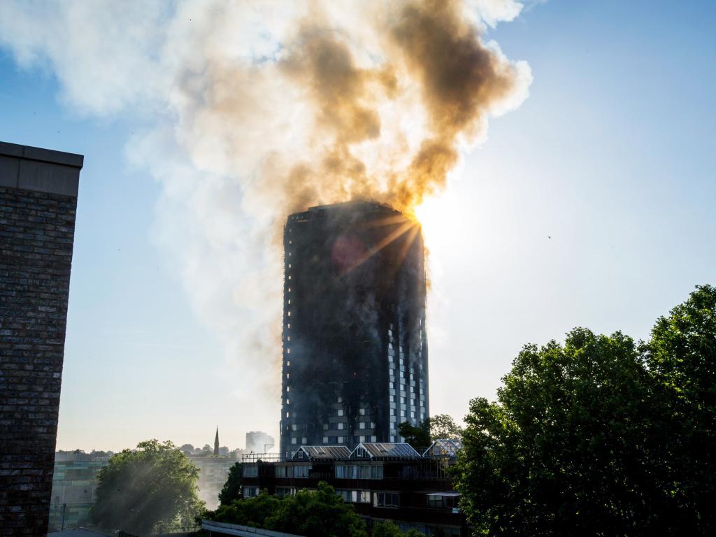 Lit tall building