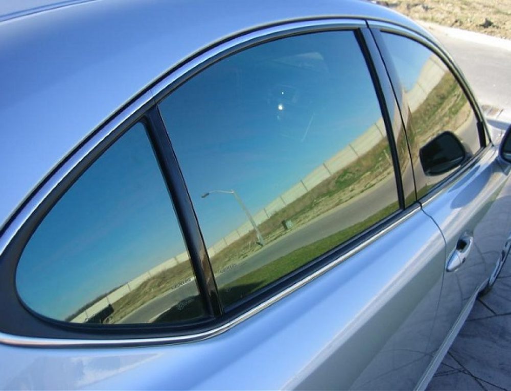 Car with tinted glass.