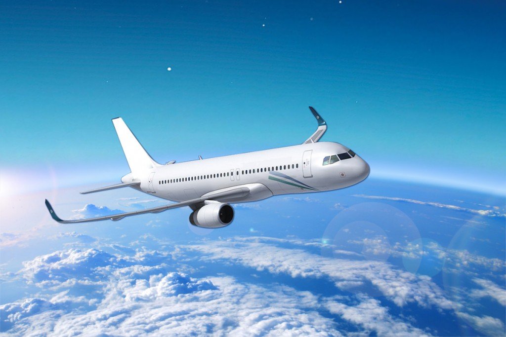 Airplane and blue sky