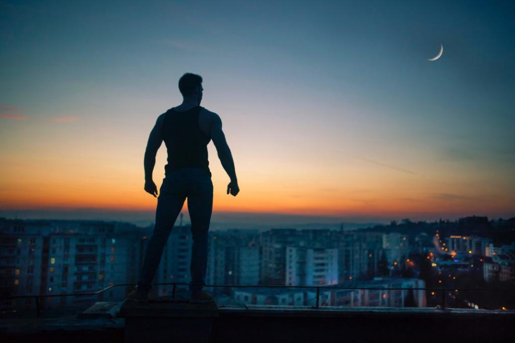Man and night city